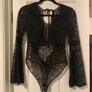 Lulu’s Black Lace Bodysuit